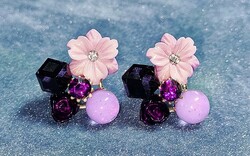 Gold-plated decorative purple gold filled flower earrings