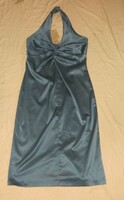 Kékes zöld nyakpántos ruha One 10/36-s h: 111 cm mb:76-92 cm mellnél csavart