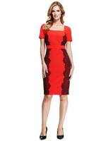 Red black lace dress 10 h: 102 cm mb: 85-94 cm m and s