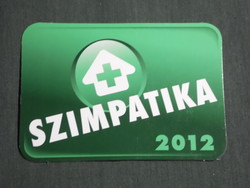 Kártyanaptár, Szimpatika gyógyszertár patika, 2012,   (3)