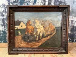 Peasant landscape oil painting on canvas