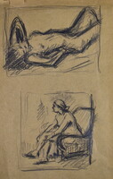Antal Jancsek (1907-1990) study of two nudes