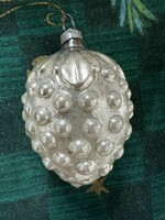 Antik üveg karácsonyfadísz ezüst termés