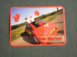 Card calendar, tom market grocery stores, Pécs, volkswagen 'big red car', 2012, (3)