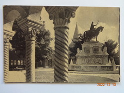 Old postage-paid postcard: Budapest, fisherman's bastion detail in st. With a statue of István (50s)