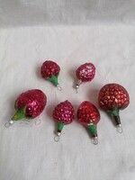 6 Christmas tree ornaments strawberry, raspberry