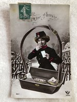 Antik, régi színezett Karácsonyi képeslap                              -7.