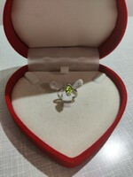 Zöld csepp alakú köves ezüst gyűrű