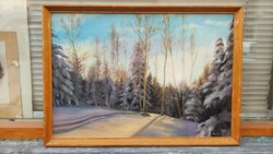 Járó F. jelzéssel olaj-farost havas táj festmény