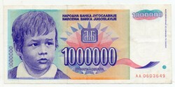 Jugoszlávia 1 000 000 jugoszláv Dinár, 1993