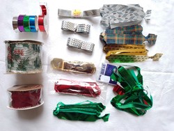 Karácsonyi ajándék díszítő dekoráció szalag csomagoló arany ezüst piros zöld fenyőfa masni újszerű