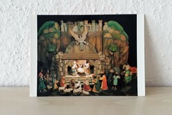 Retro csehszlovák karácsonyi képeslap,betlehemi jelenet