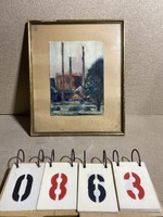 Keller szignóval vegyestechnika, karton festmény, 24 x 32 cm-es. 0863
