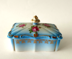 Old beautiful pink porcelain bonbonier, jewelry box