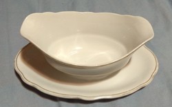Zsolnay sauce bowl, white with gold border