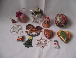 Mixed Christmas decoration, nostalgia ball, crocheted ceramic pine tree decoration, Christmas tree decoration, golden pine tree decoration 13 pcs
