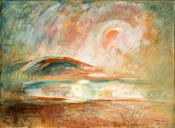 József Egry vineyard hill, Tomaji bay reproduction canvas print Badacsony Balaton landscape sunset