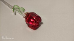 35 cm csiszolt kristály üveg rózsa szál virág szál dobozában ajándék ötlet
