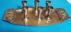 6 Silver-plated glasses with tray