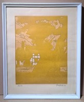 Pataky Béla (1932-): Száz éves fa (grafika 1976-ból) szolnoki művész, 1970-es évek, természet