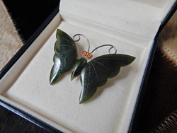 Butterfly brooch decorated with old jade stones