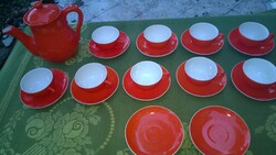 Retro orange Zsolnay kávéskészlet-kávéscsésze-kávéskanna db-ra is