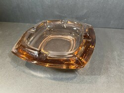 Heavy salmon colored glass ashtray