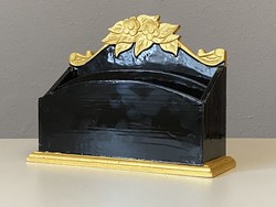 Black and gold table letter holder file organizer desk wooden ornament