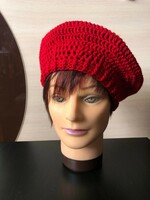 Crochet beret style women's hat 'cherry'