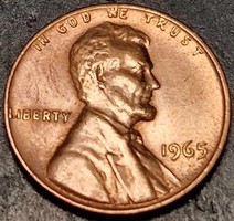 1 Cent, 1965, Lincoln cent, with filling error.