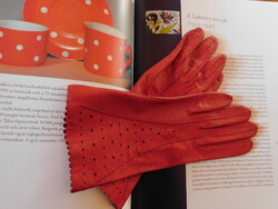 Fire red women's leather gloves