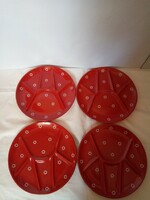 Red and white floral ceramic plates