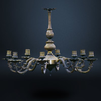 Antique eight-arm metal chandelier