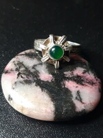Antique silver ring with jade stone - size 53