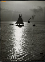 Larger size, photo art work by István Szendrő. Water transport on the Balaton, sailing, boat,