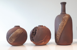 Mid-century marked industrial artist ceramic vase 3 pieces