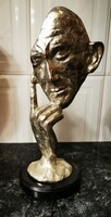 Gondolkodó ember - ezüst színű - absztrakt bronz szobor