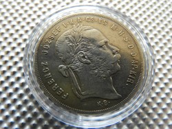 1874 KB Körmöcbánya ezüst 1 Ft forint KAPSZULÁBAN . Peremirat olvasható: címer felül (03KB603)