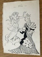 Hauswirth Magda eredeti karikatúra rajza a Szabad Száj c. lapnak Honthy Hannáról, 16,5 x 21,5 cm