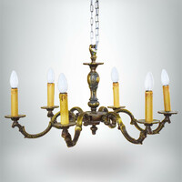 Antique six-arm metal chandelier