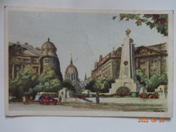 Old István Zádor postcard: Freedom Square, Soviet monument (50s)