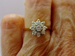 Special gold and platinum daisy ring with diamonds 0.43 ct