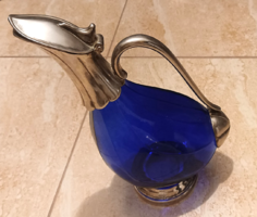 Duck-shaped decanter with blue glass insert