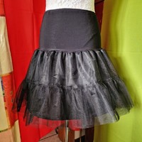 Wedding asz09 – 2-layer, ruffled, black midi tulle petticoat