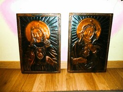 2 db szentkép bronz lemez domboritás