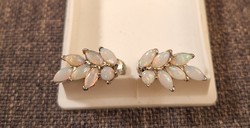 Silver women's earrings with opal stones