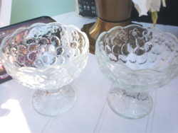 Bohemia glass serving goblet with strawberry, strawberry pattern, together with 2 pcs