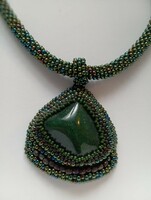 Pearl - malachite necklace is beautiful!