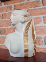 Egyptian woman, bust, biscuit porcelain statue - Árpád viláhy