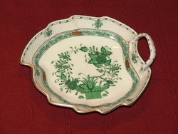 Herend green Indian basket pattern tray with handles